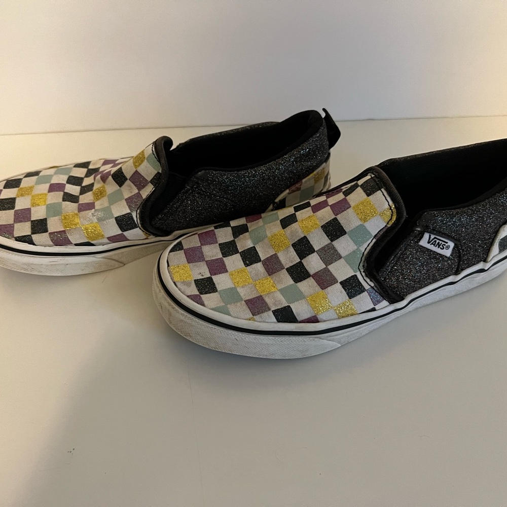 Girls Sparkly Checkerboard VANS